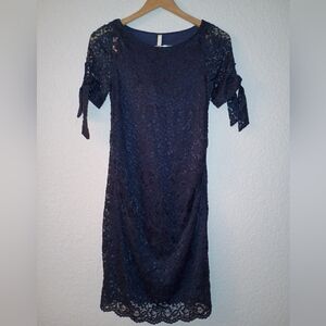 Elegant Navy Small Lace Dress
